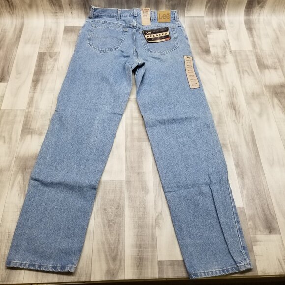 ✅Lee Jeans Mens 36X36 Blue Light Wash Denim Relaxed Fit Tapered Leg Pants Cotton - Picture 4 of 9